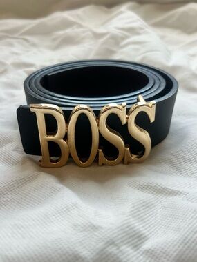 Men’s Gold 'BOSS' Buckle Black Belt